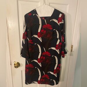 Ann Taylor Elegant Black and Red Floral Dress